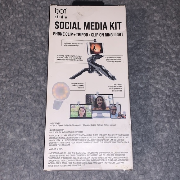 iJOY NEW IN BOX Social Media Kit (Phone Clip + Tripod + Clip on Ring Light) - Picture 2 of 4